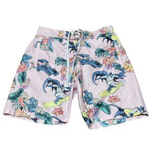 Mens The Batman Elastic Waist Surf Swim Shorts Light Pink Small Tropical Surfing